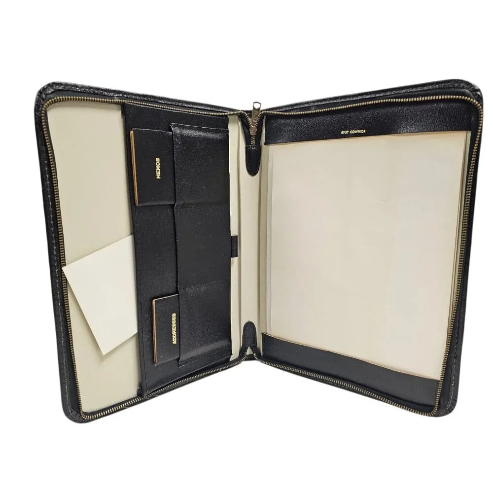 60S - 70S A.M.T. monogrammed black Split Cowhide Portfolio Folder